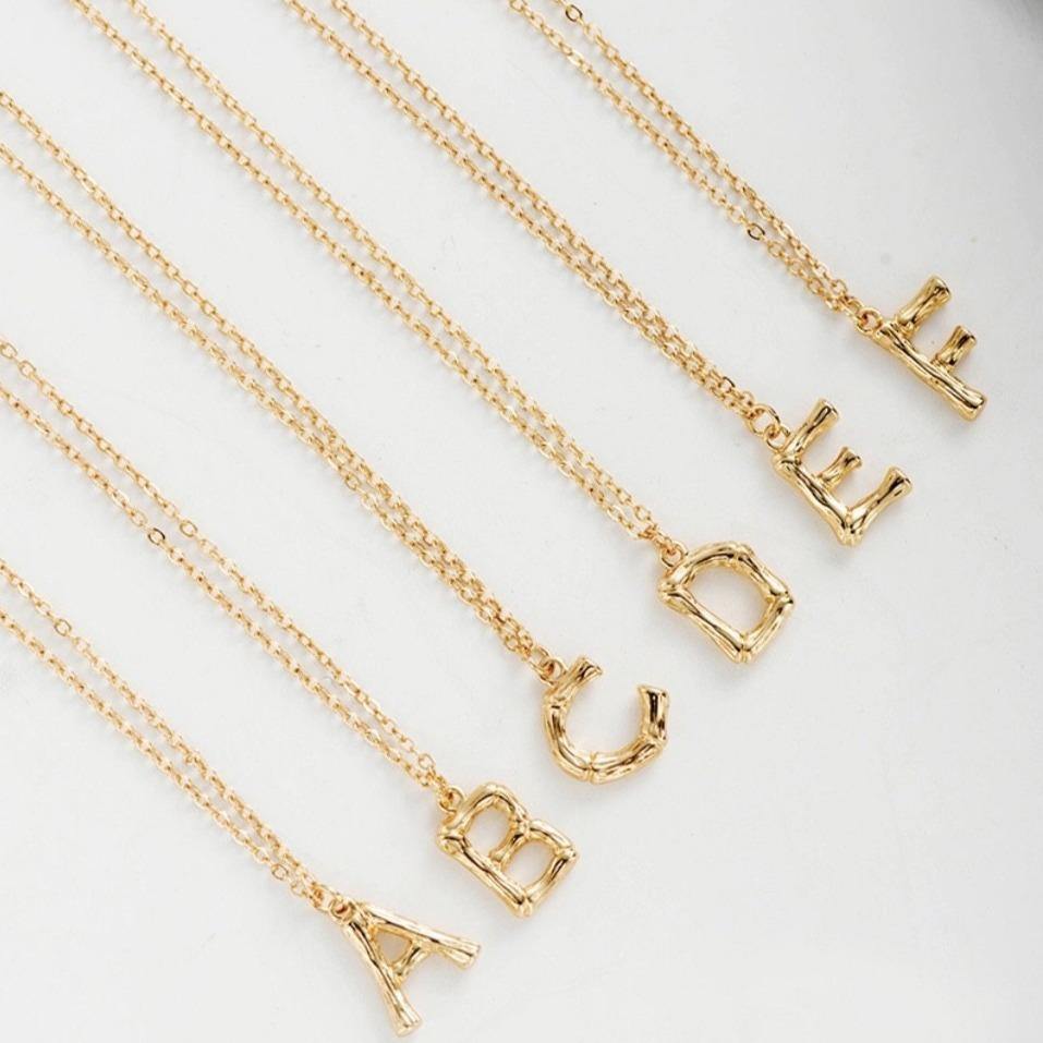 Bamboo Initial Necklace - Kiwi & Co
