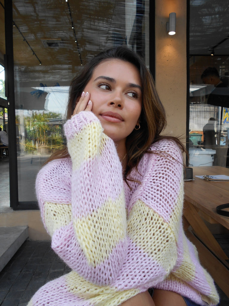 Forget Me Not Jumper in Yellow and Pink - Kiwi & Co