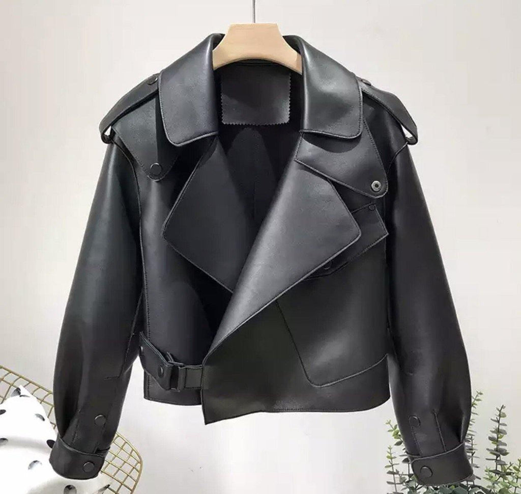 Hazel Leather Jacket Black - Kiwi & Co