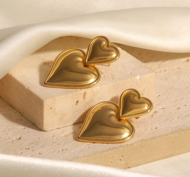Heart to Heart Earrings in Gold - Kiwi & Co Earrings