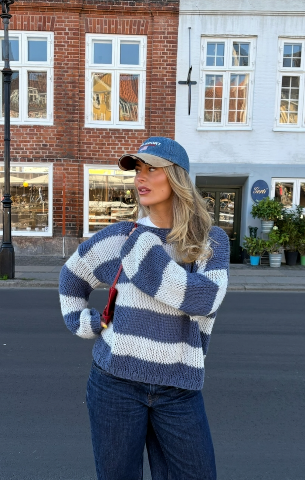 Navy Forget Me Not Stripe Jumper