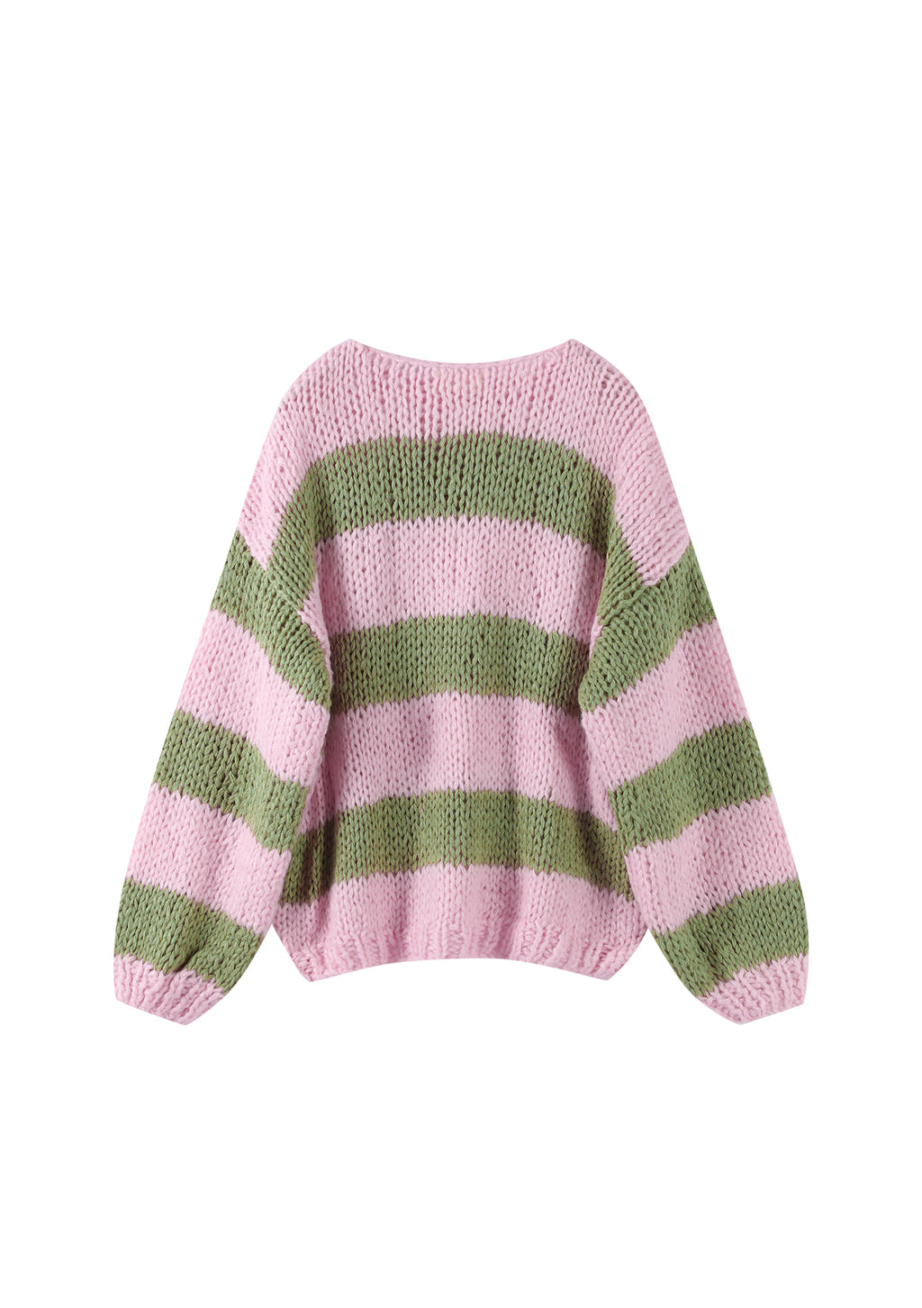 Pink & Khaki Forget Me Not Stripe Jumper