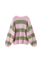Pink & Khaki Forget Me Not Stripe Jumper