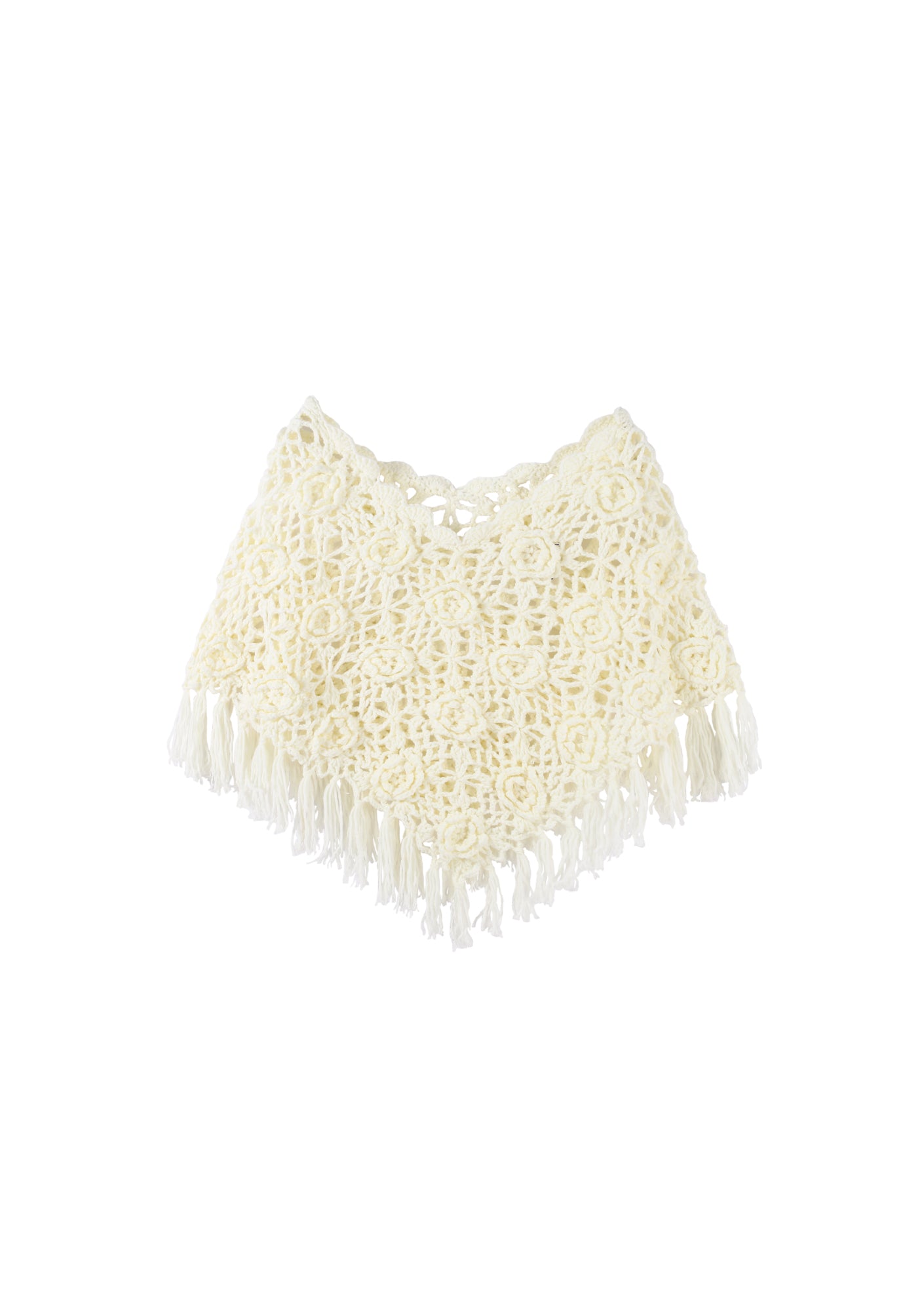 Cream Rosette Poncho