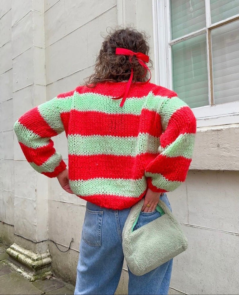 Forget Me Not Jumper in Red and Green - Kiwi & Co