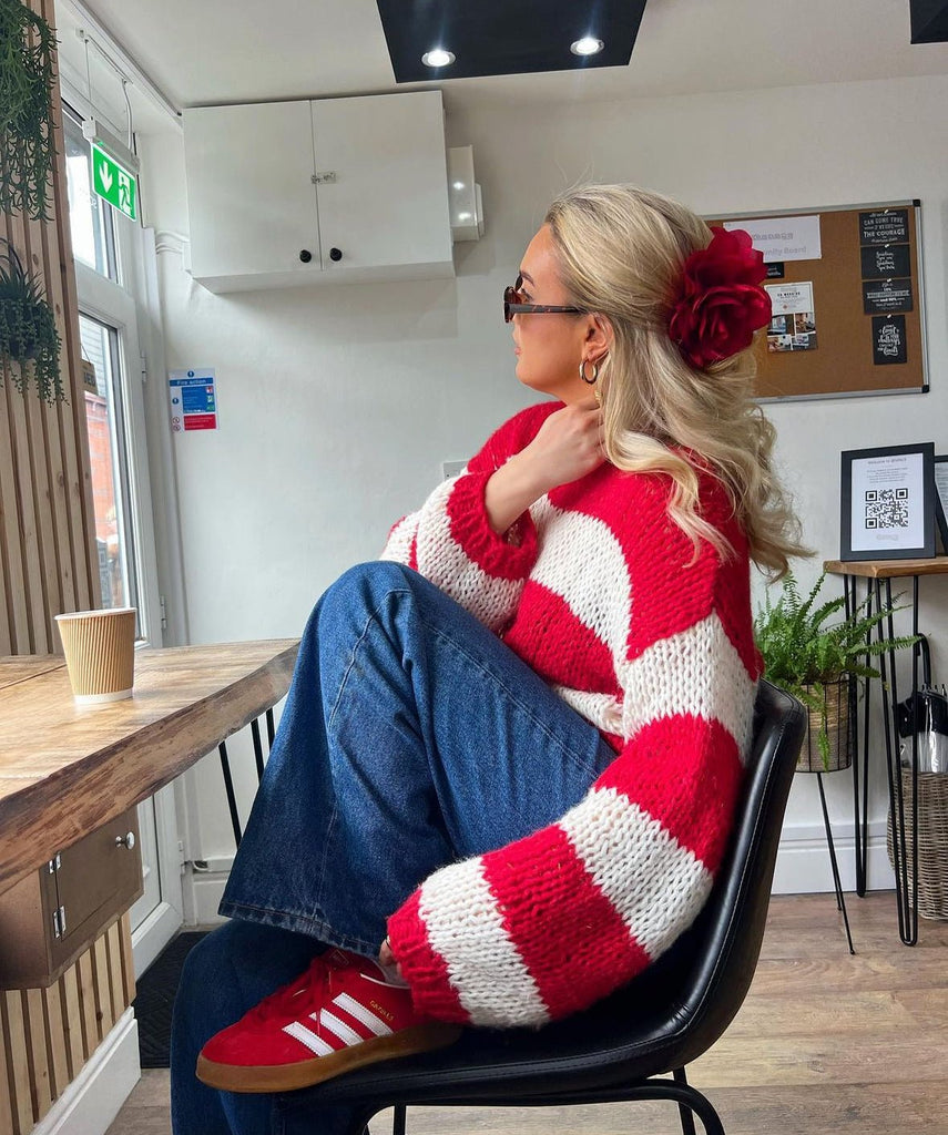 Forget Me Not Stripe Jumper in Red - Kiwi & Co