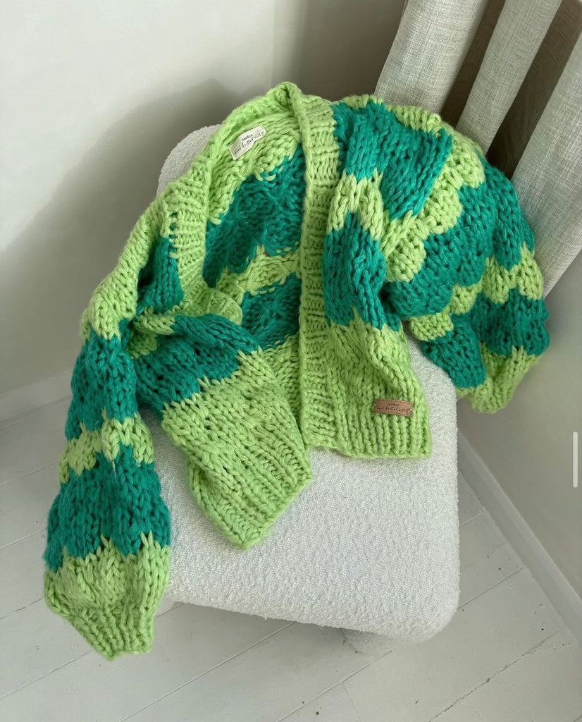 Hugs and Kisses Cardigan in Green - Kiwi & Co