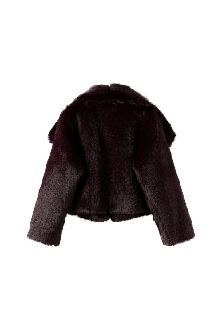 Lyla Faux Fur Wine Coat - Kiwi & Co