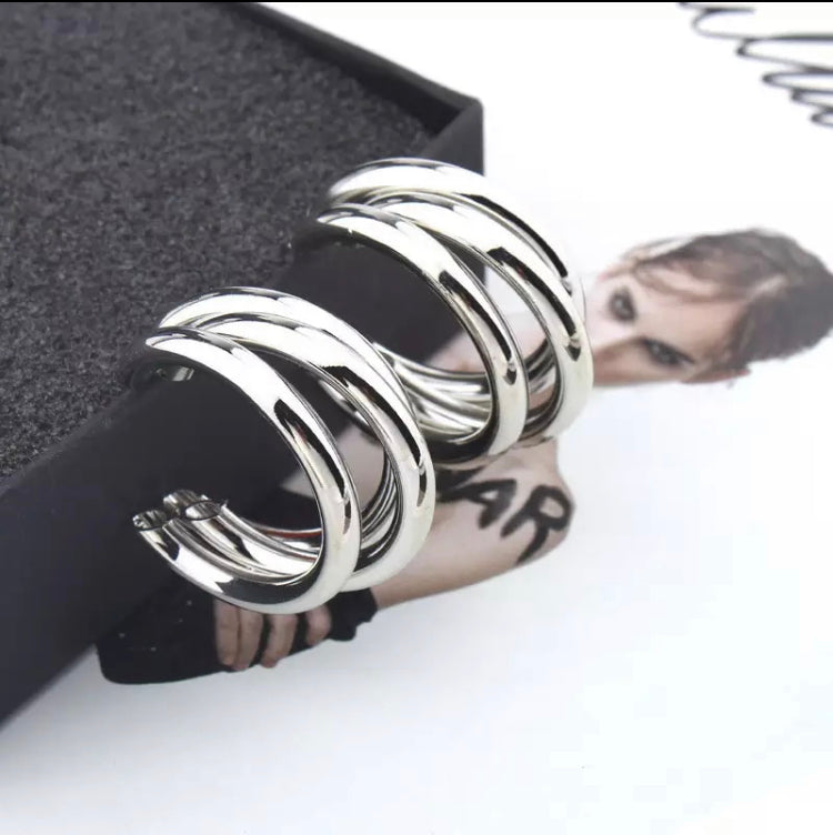 Silver Triple Hoop Earrings - Kiwi & Co Earrings
