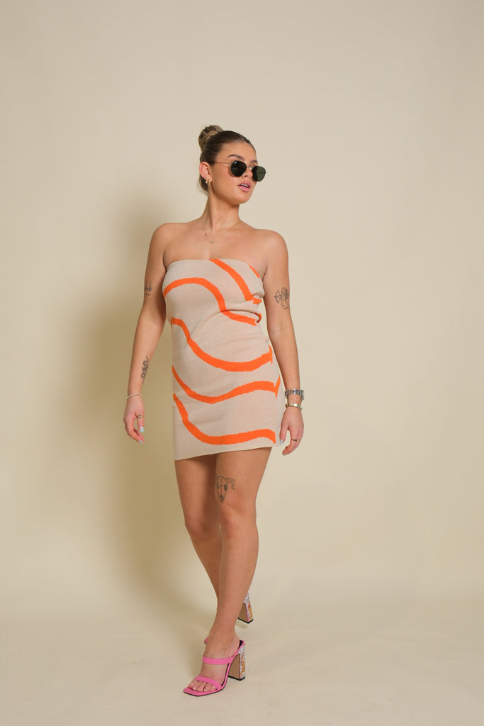 On the Beach Mini Dress Orange - Kiwi & Co Dresses