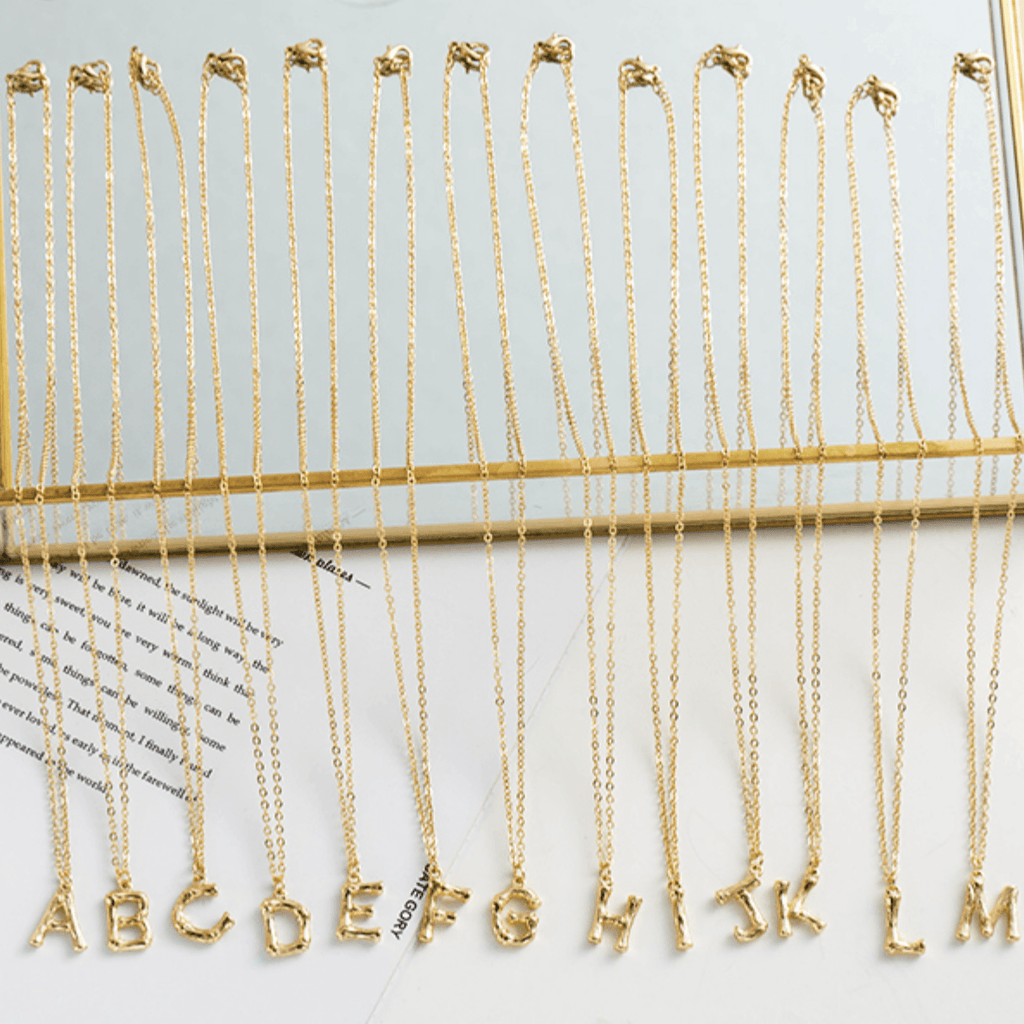 Bamboo Initial Necklace - Kiwi & Co Earrings
