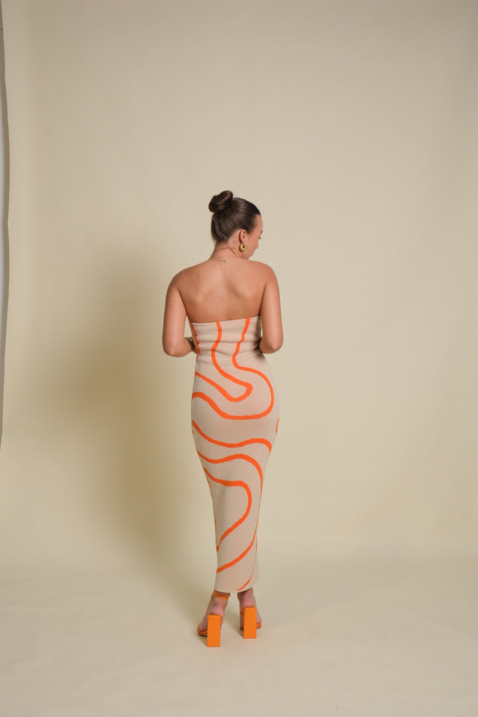 On the Beach Midaxi Dress Orange - Kiwi & Co Dresses